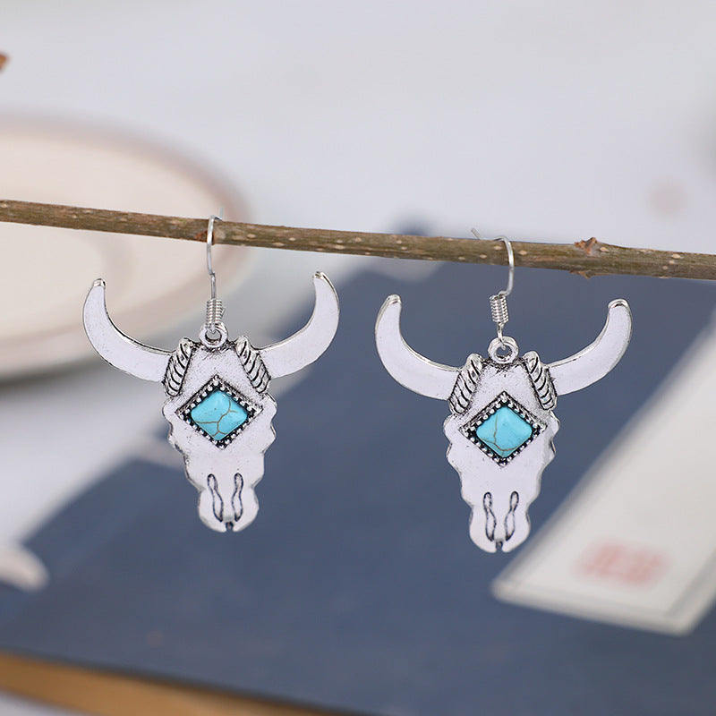 Bull's Head Turquoise Earrings