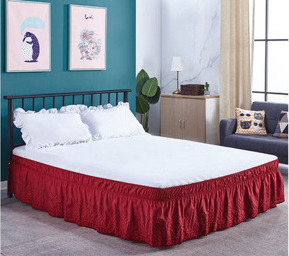 Bed Skirt Wrap Around Easy Fit Cotton Dust Ruffle Bed Skirt