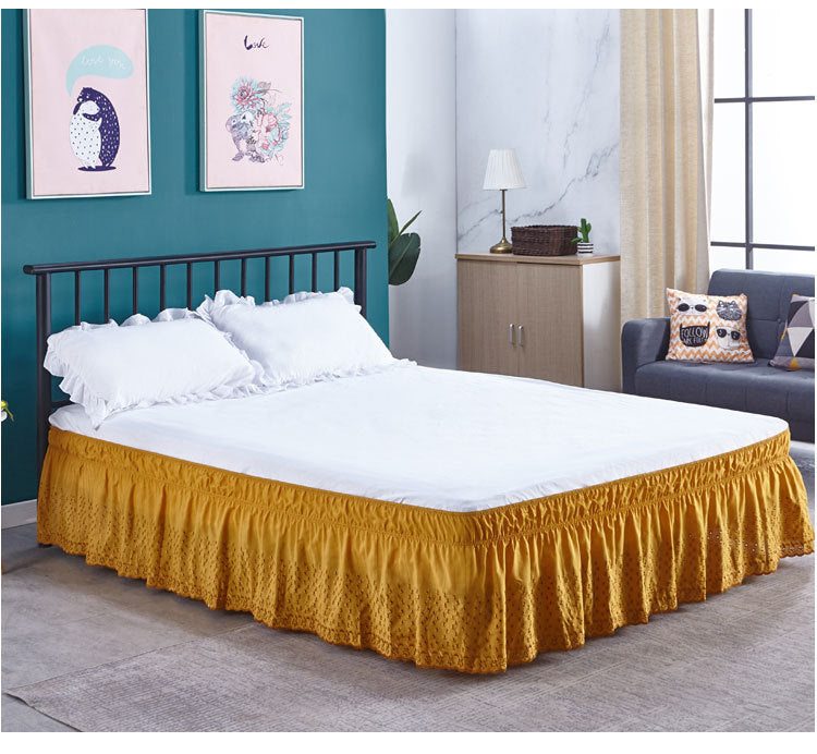 Bed Skirt Wrap Around Easy Fit Cotton Dust Ruffle Bed Skirt