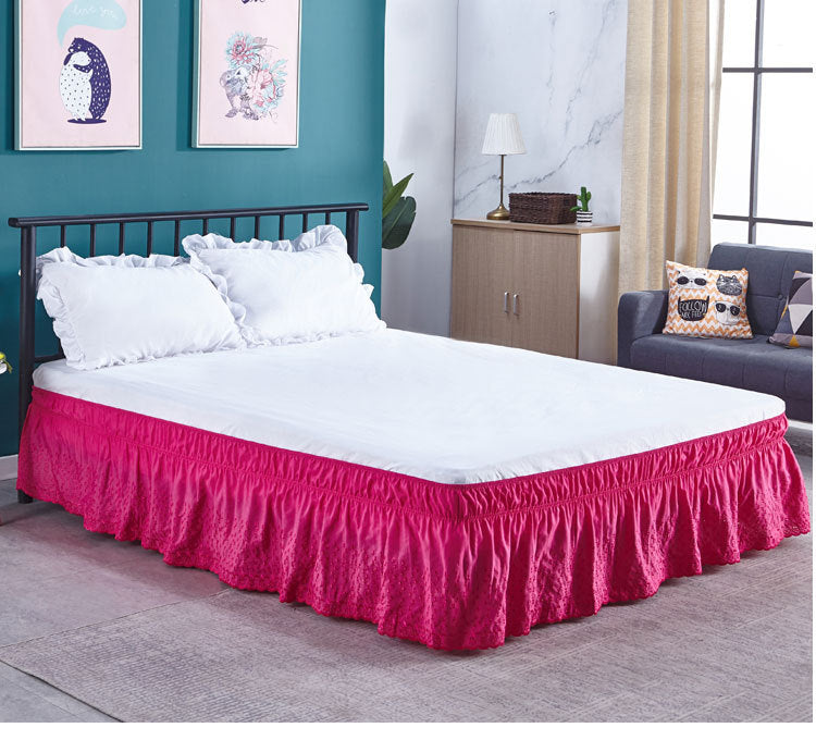 Bed Skirt Wrap Around Easy Fit Cotton Dust Ruffle Bed Skirt