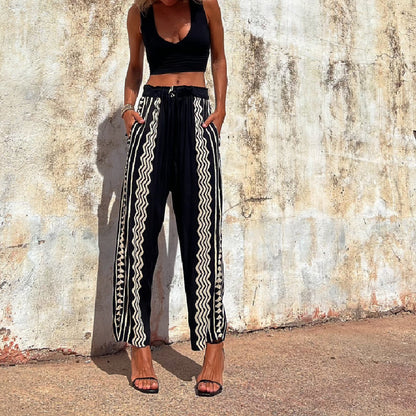 Summer printed harem pants mid-rise casual pants