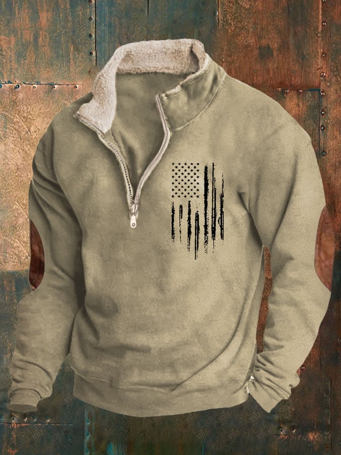 Men'S Vintage  Flag Print Sweatshirt