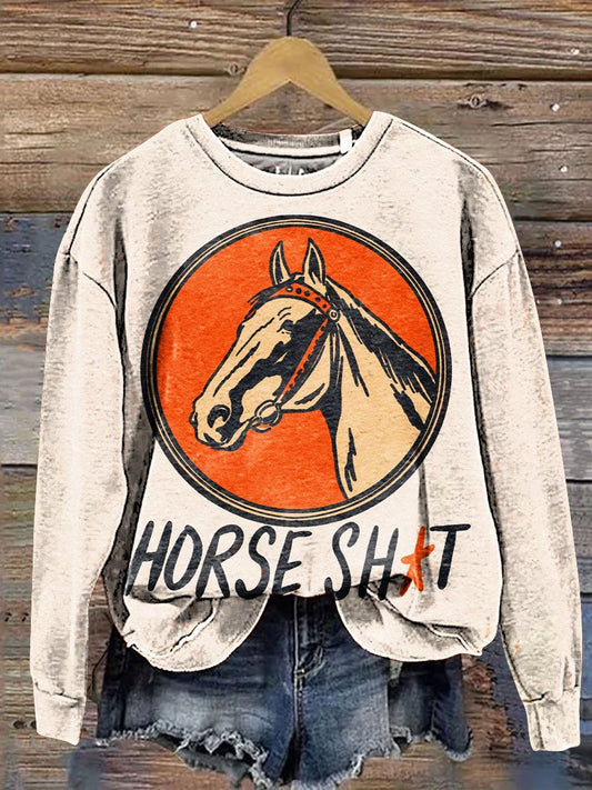 Horse Art Print Casual Sweatshirt