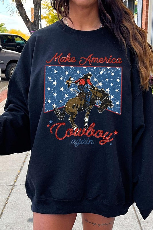 Make America Cowboy Graphic Fleece Sweatshirts choice of colors