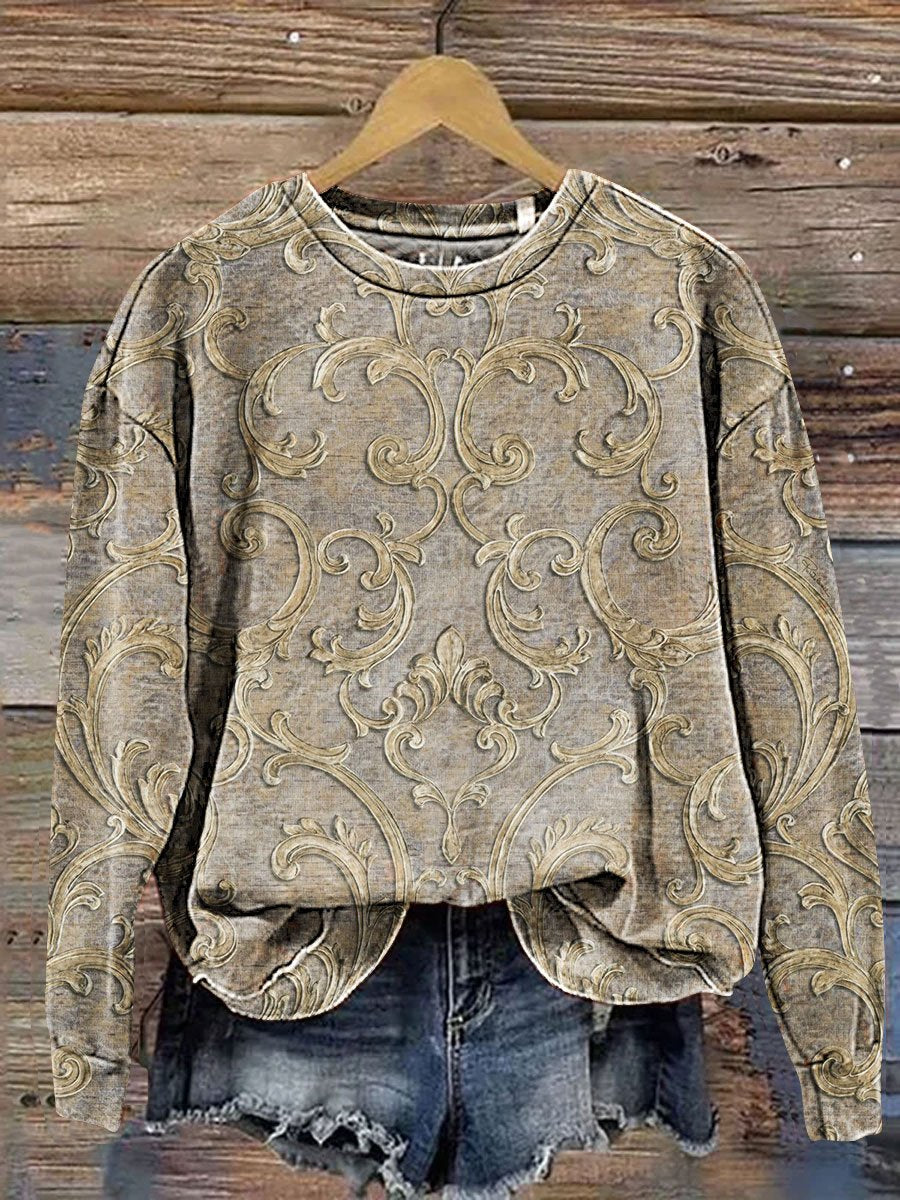 Vintage Ethnic Pattern Art Print Casual Sweatshirt