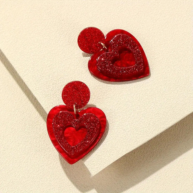 Valentine's Day Double Heart Earrings