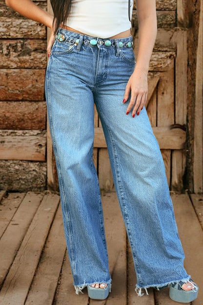 Vintage Washed Wide Leg Jeans