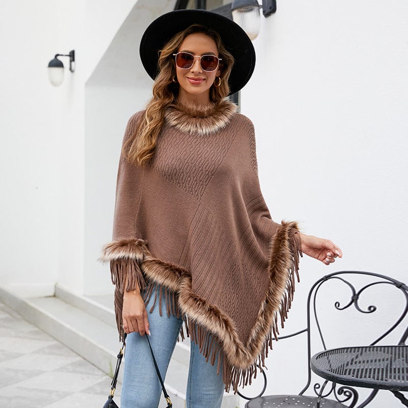 Wilder Faux Fur Trim Poncho