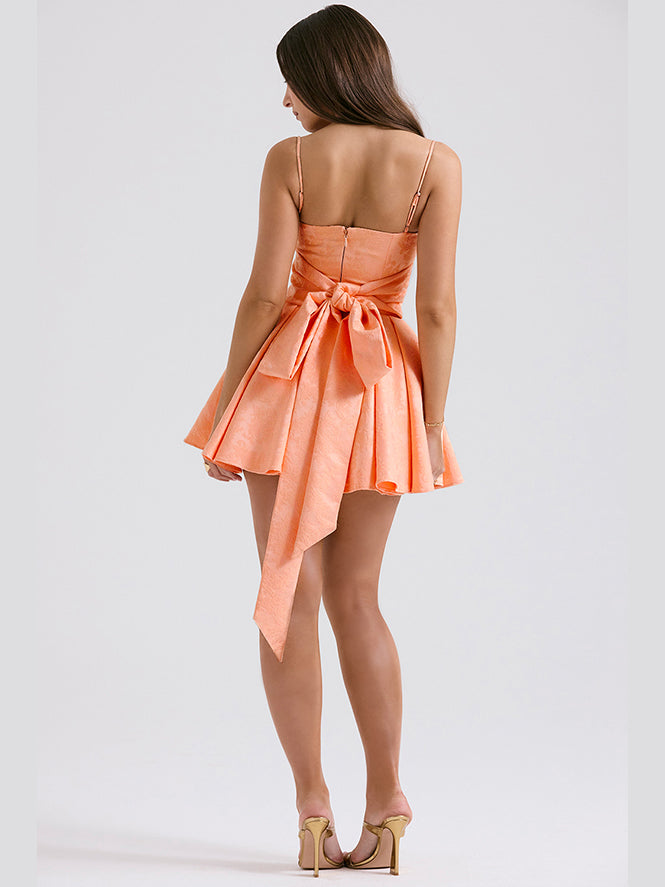 Jacquard bow ultra short dress