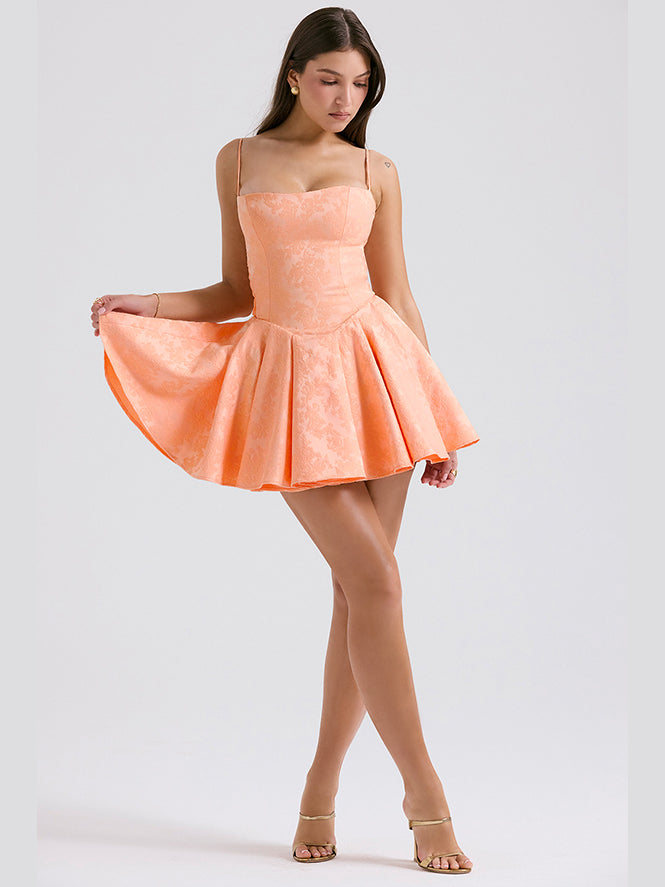 Jacquard bow ultra short dress