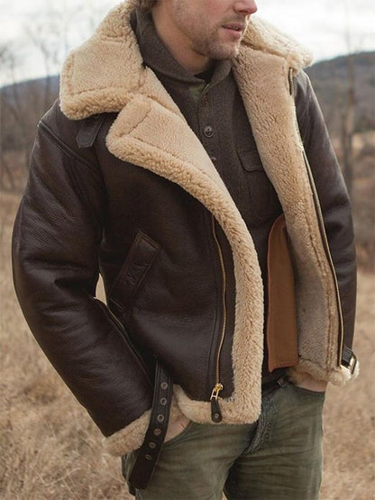 Western Style Lapel Men's Faux Fur Jacket