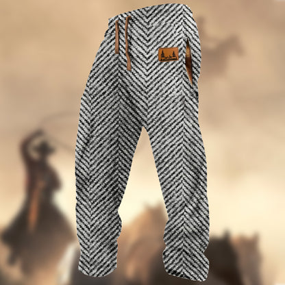 Men's Country Retro  Elk Herringbone Casual Sweatpants