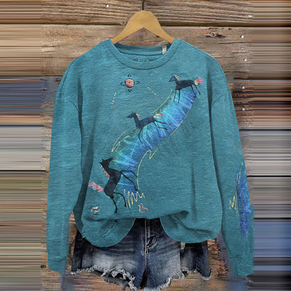 Southwest Horse Pattern Women'S Sweatshirt