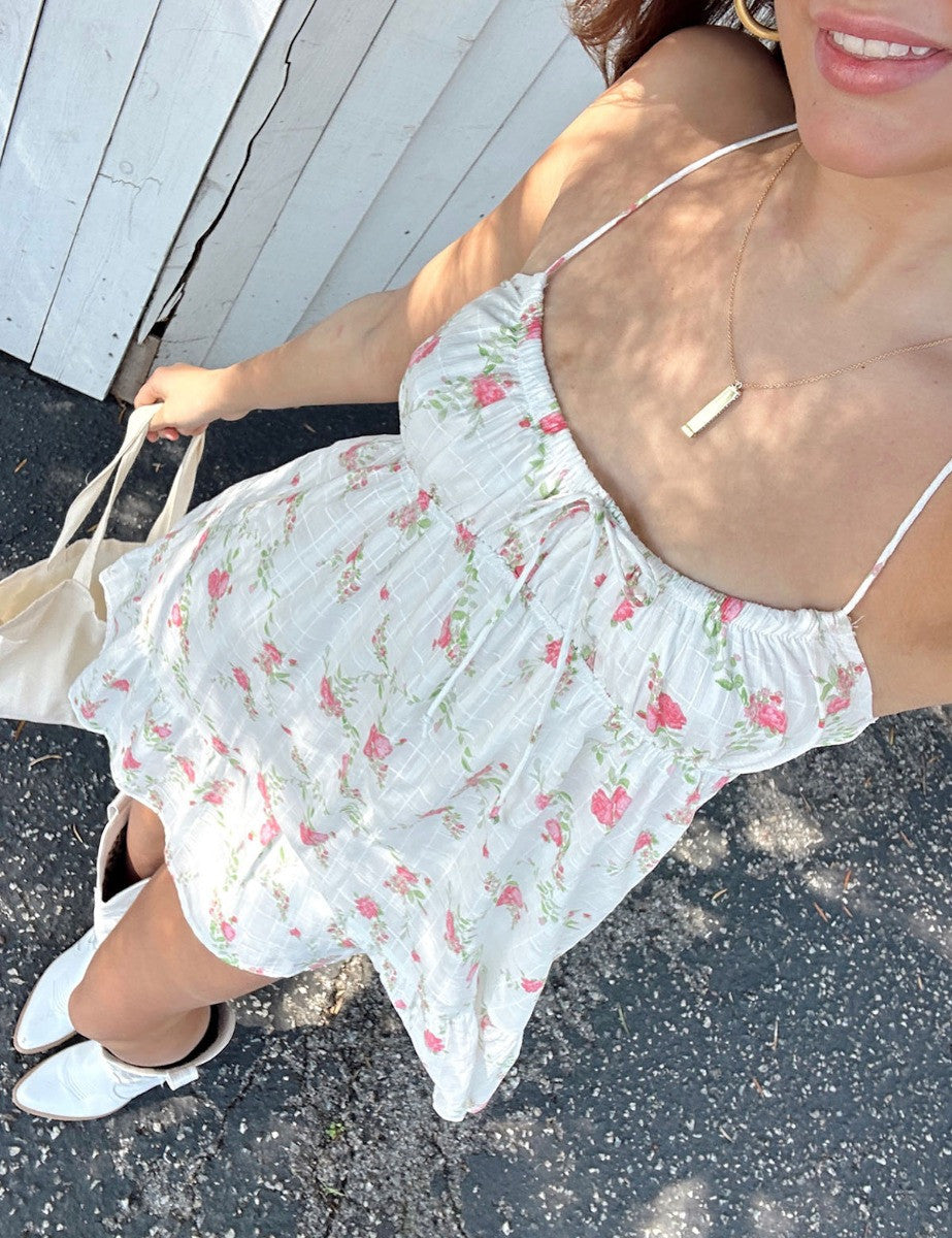 Floral Halter Back Mini Dress