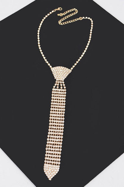 Rhinestone Neck Tie Necklace choice of colors