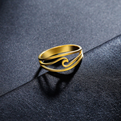 Minimalist Unisex Ocean Surf Wave Ring