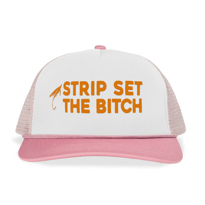 STRIP SET THE BITCH Letter Printed Trucker Hat