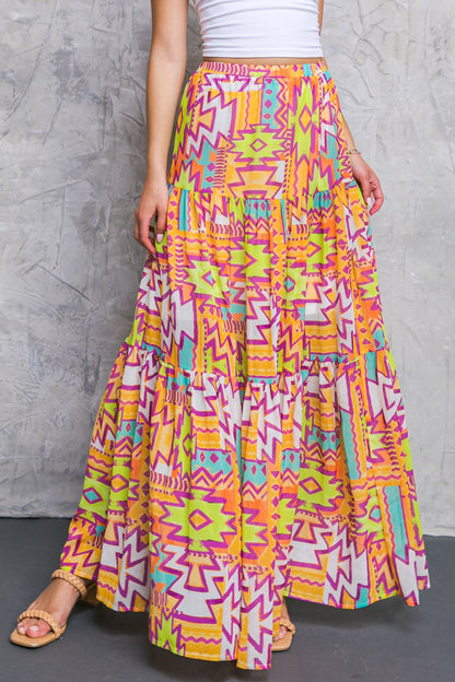 Aztec Will Not Be Forgotten Woven Maxi Skirt