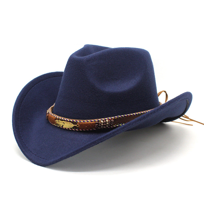 Men's Vintage Western Cowboy Hat Knight Woolen British Felt Hat