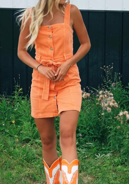 Pretty Orange Button Suspender Skirt