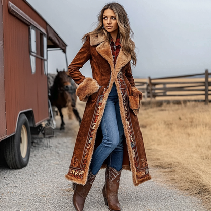 Denim Women's Western Retro Coat Plush Autumn And Winter Warm Coat