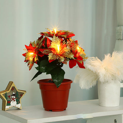 Christmas Led Flower Pot Tree Lamp