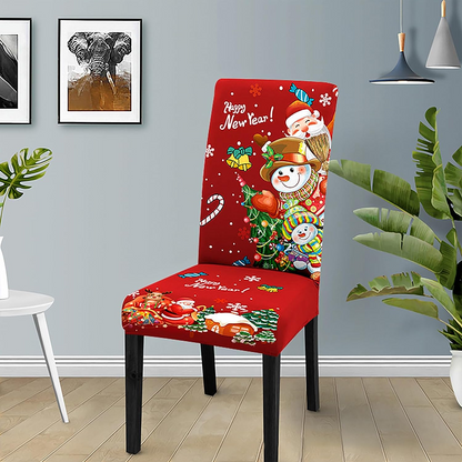 Christmas-4pcs stretch removable washable dining room chair protector slipcovers Christmas decoration_home decor dining room seat cover