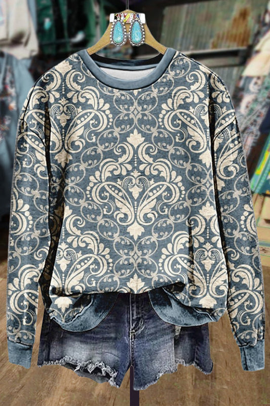 Vintage Print Long Sleeve Sweatshirt