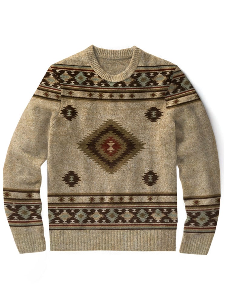 Western Vintage Classic Crew Neck Sweater