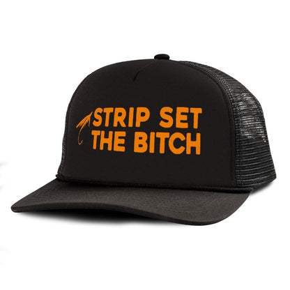 STRIP SET THE BITCH Letter Printed Trucker Hat