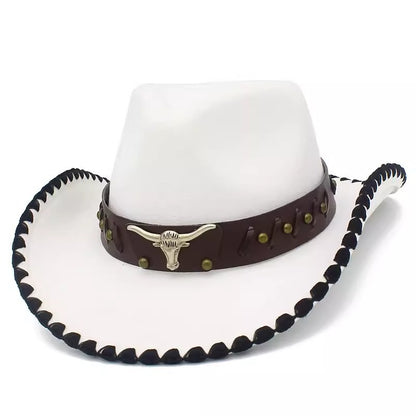 Men's Vintage Western Cowboy Hat Knight Woolen British Felt Hat