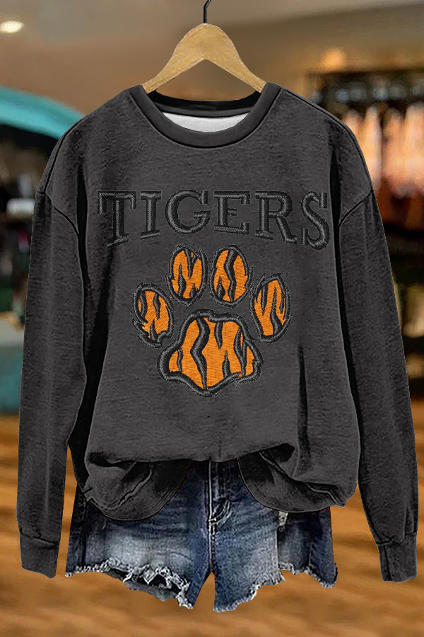 Unique Gameday Tigers Print Sweatshirt