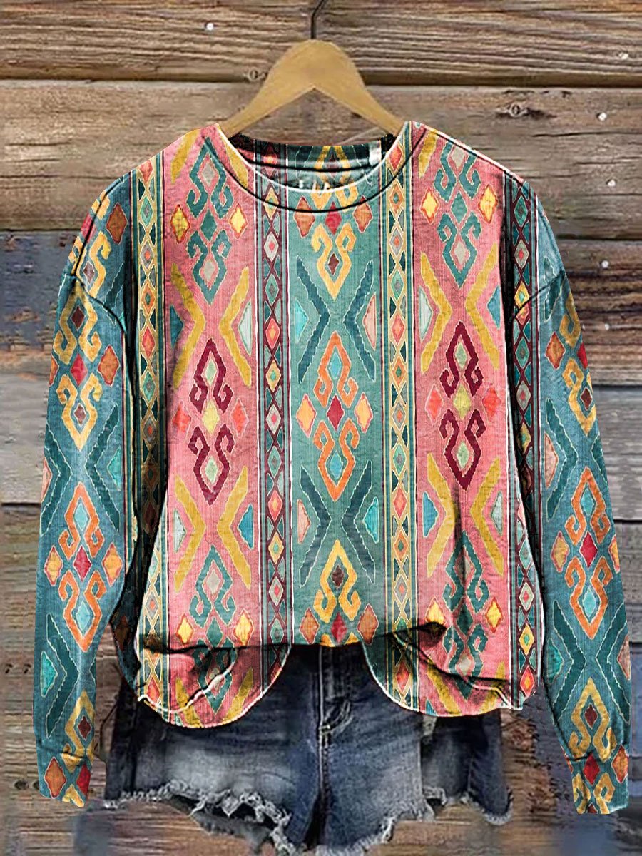 Aztec Pattern Art Print Casual Sweatshirt