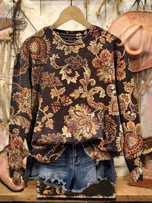 Vintage Lovely Floral Art Print Casual Sweatshirt