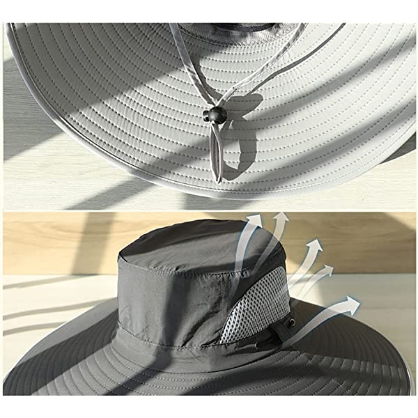 Men Wide Brim Sun Hats UPF50+ Waterproof Breathable Bucket Hat for Fishing, Hiking, Camping C06-army Green Ink