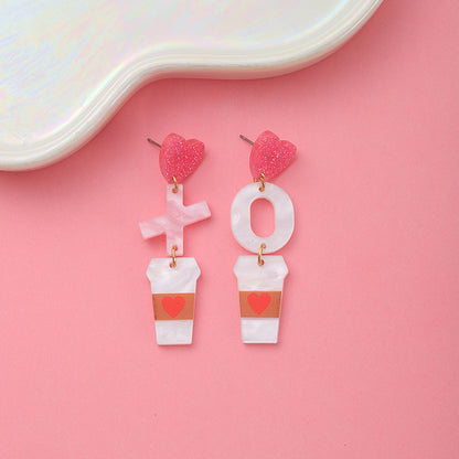 Valentine's Day Sequin Gradient Irregular Heart Earrings