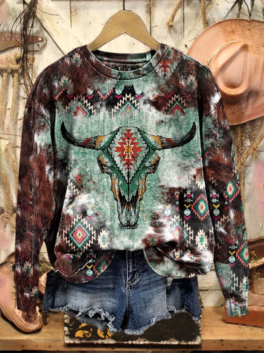 Vintage Print Casual  Sweatshirt