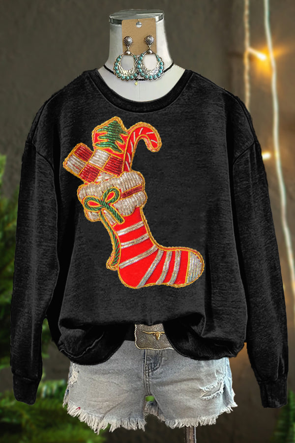 Christmas Socks Gifts Print Sweatshirt