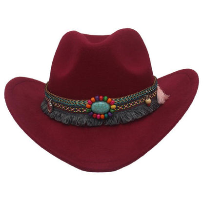 Unisex Fall Vintage Western Cowboy Woolen Sun Protection Wide Brim Hat