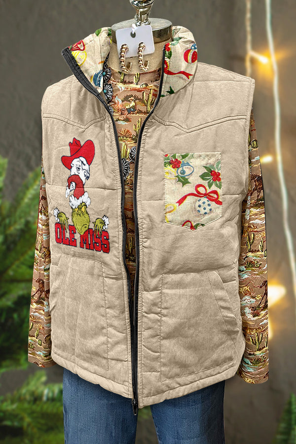 Ugly Christmas Grinch Gameday Ole Miss Print Vest