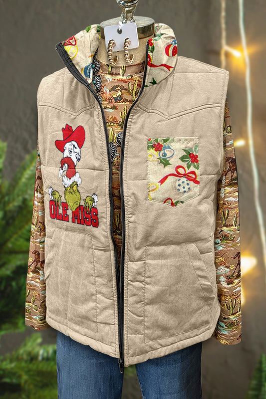 Ugly Christmas Grinch Gameday Ole Miss Print Vest