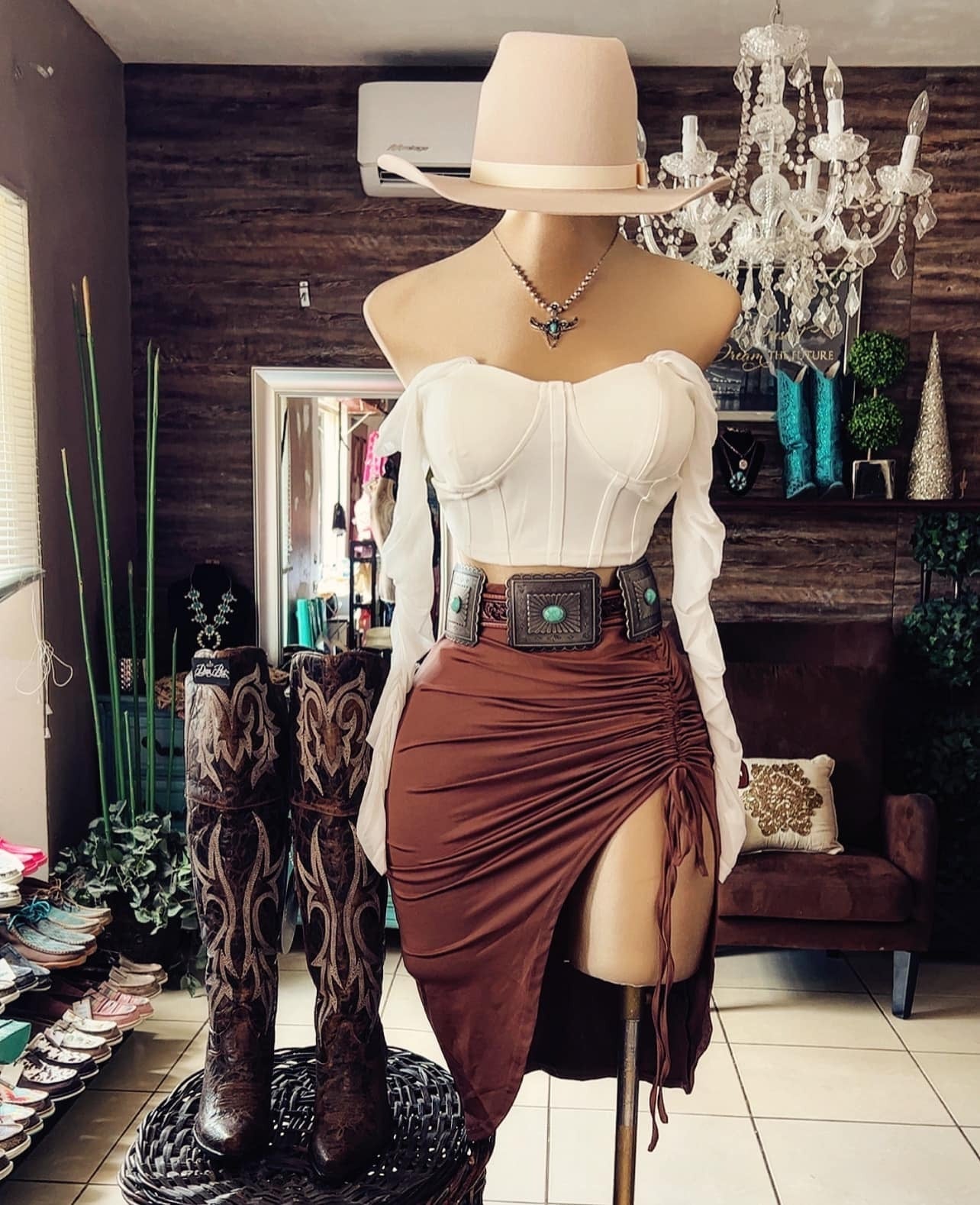 Brown Pleated Skirt