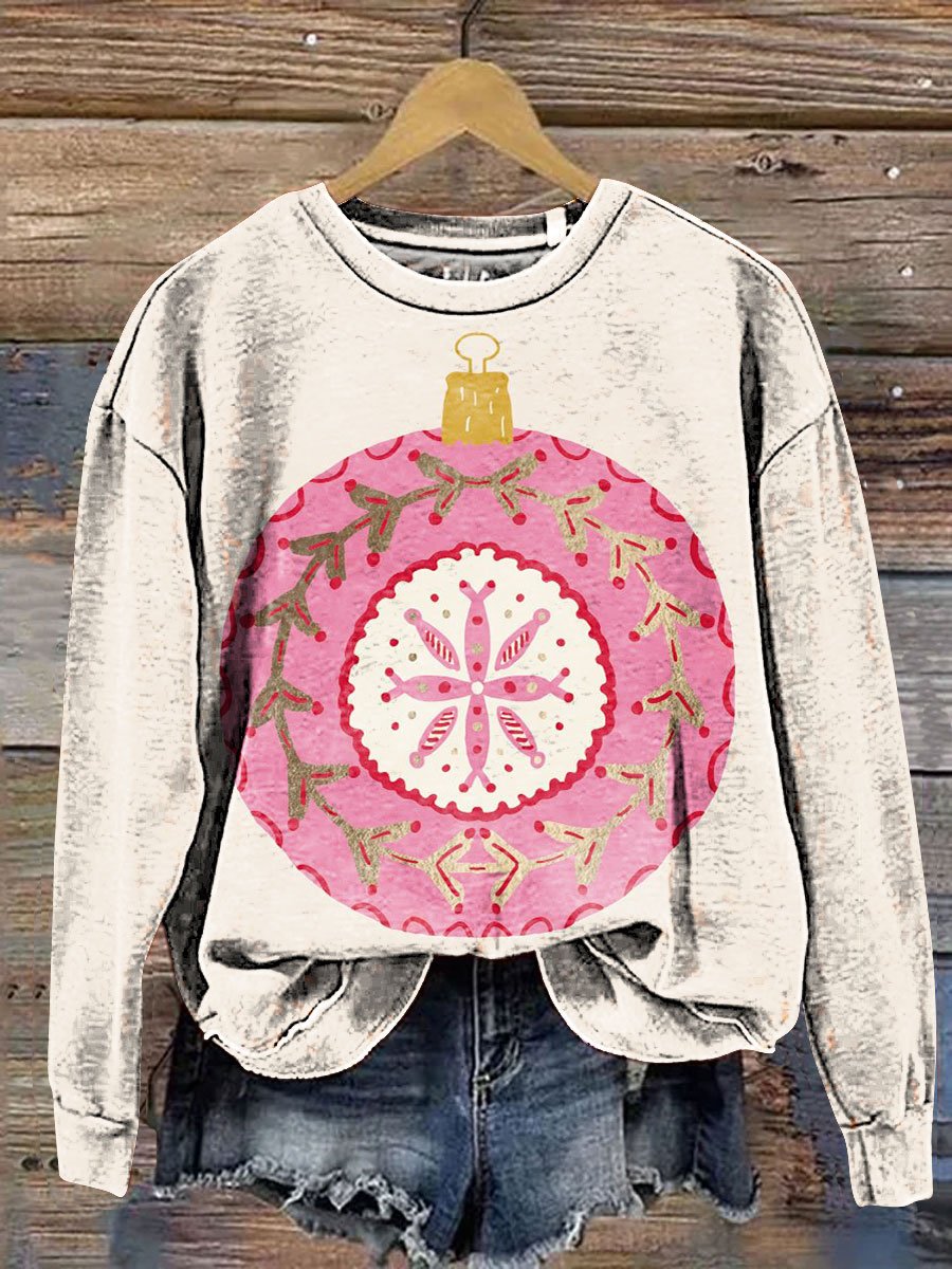 Vintage Christmas Ornament Art Print Casual Sweatshirt