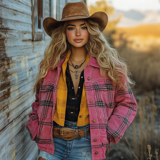 Vintage Western Cowgirl Corduroy Lapel Jacket