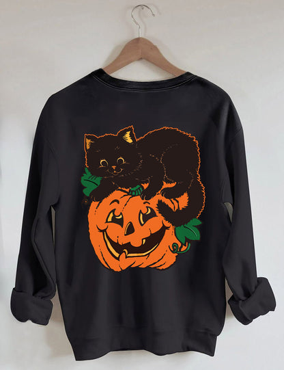 Halloween Pumpkin And Cats Sweatshirt