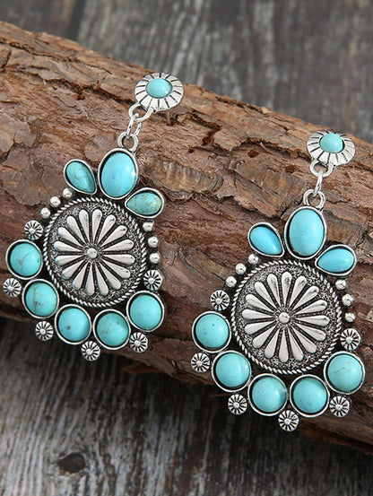 Turquoise Flower Shape Drop Earrings