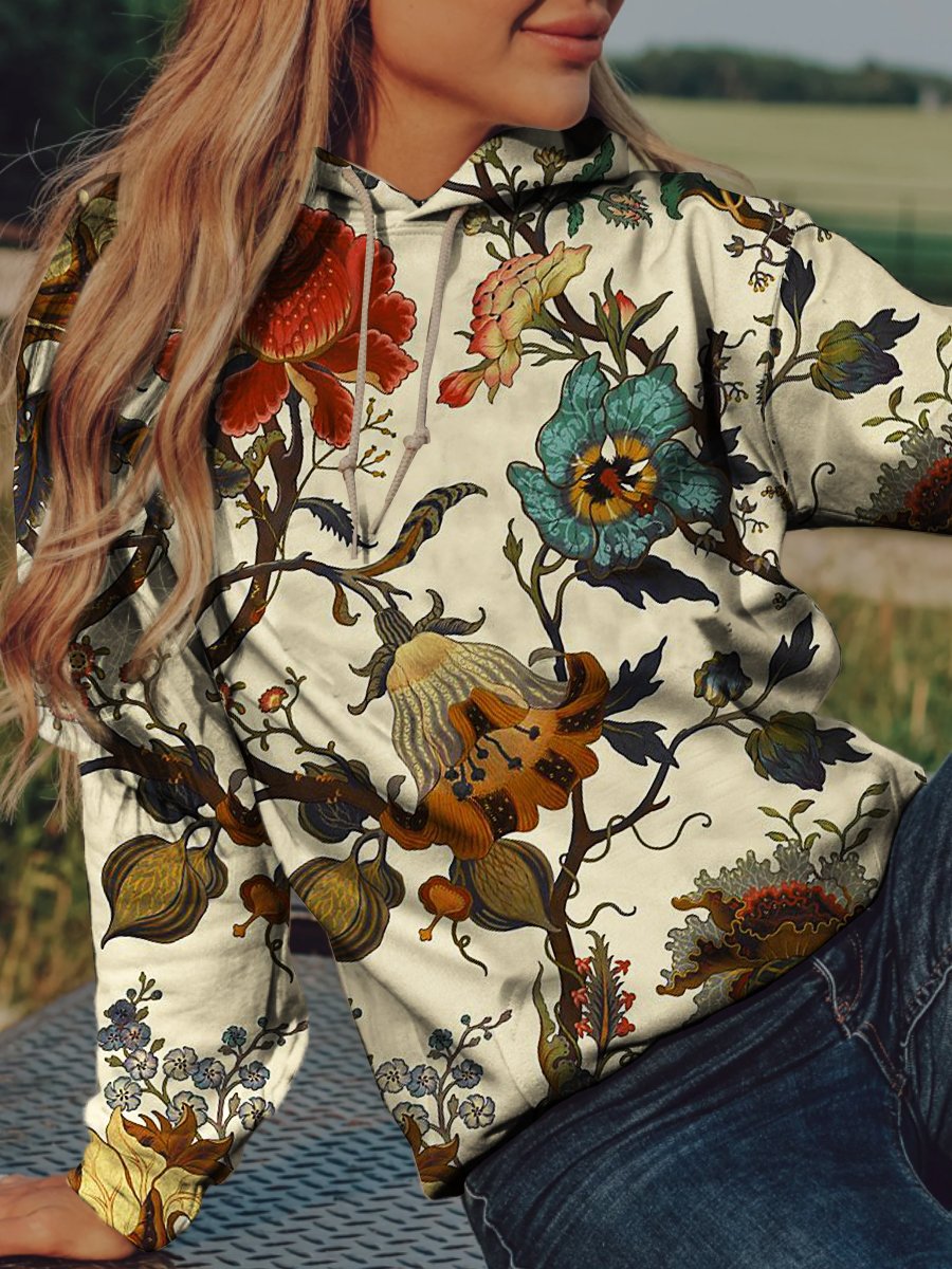 Vintage Floral Print Casual Top