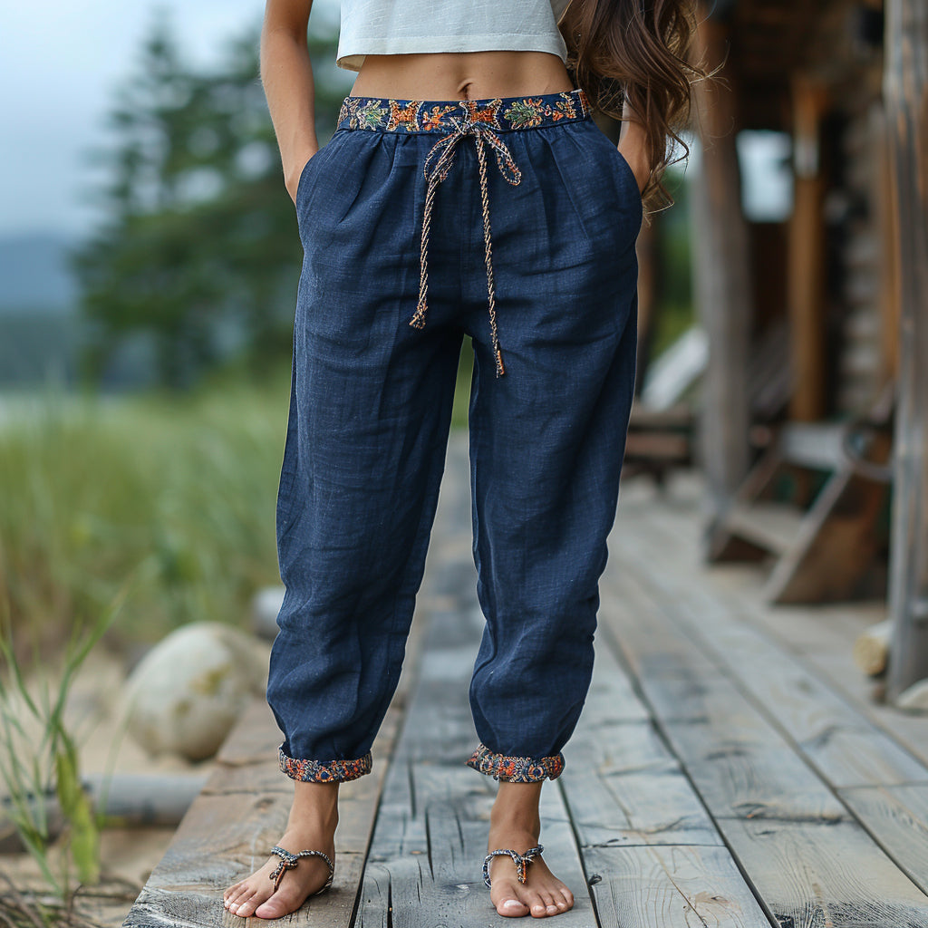 Simple And Comfortable Women's Casual Linen Pants