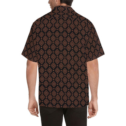 Brown Black Aztec Men's Camp Shirt