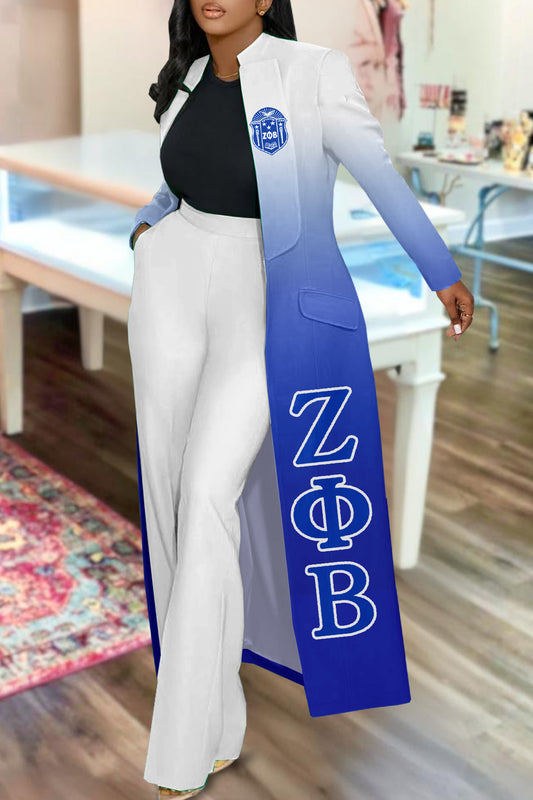 Zeta Phi Beta Sorority Print Long Blazer